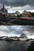 Casco boot kan door harde wind niet door de brug. Indrukwekkend ding! 